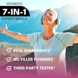 NEW AGE Female Supplement Capsules on a wooden table