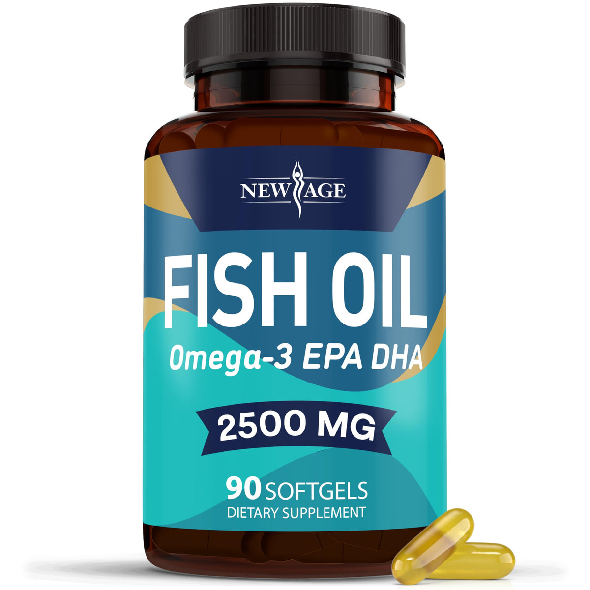 NEW AGE Fish Oil Omega 3 2500mg softgel bottle front view