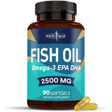 NEW AGE Fish Oil Omega 3 2500mg softgel bottle front view