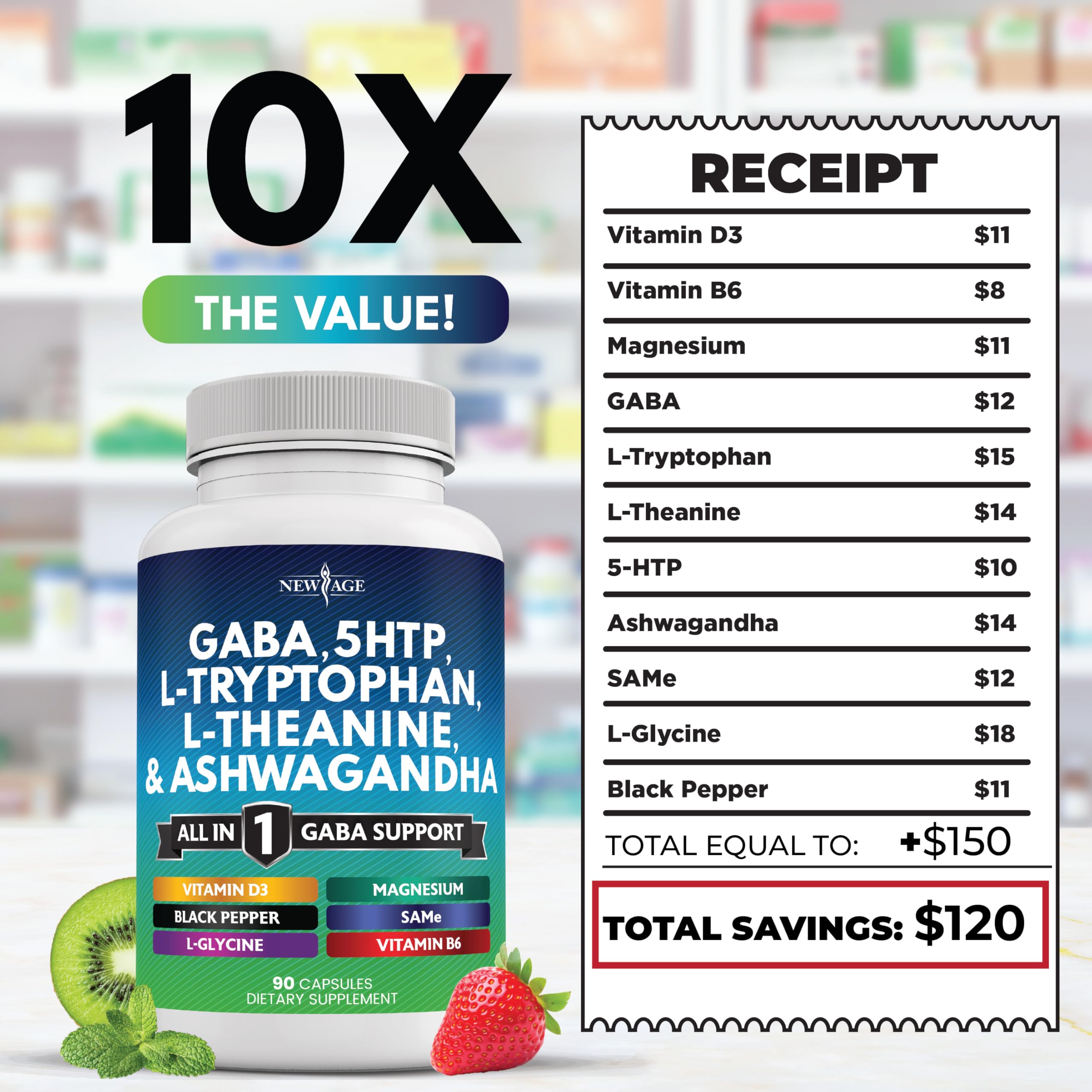 NEW AGE GABA Support Supplement in a measuring spoon