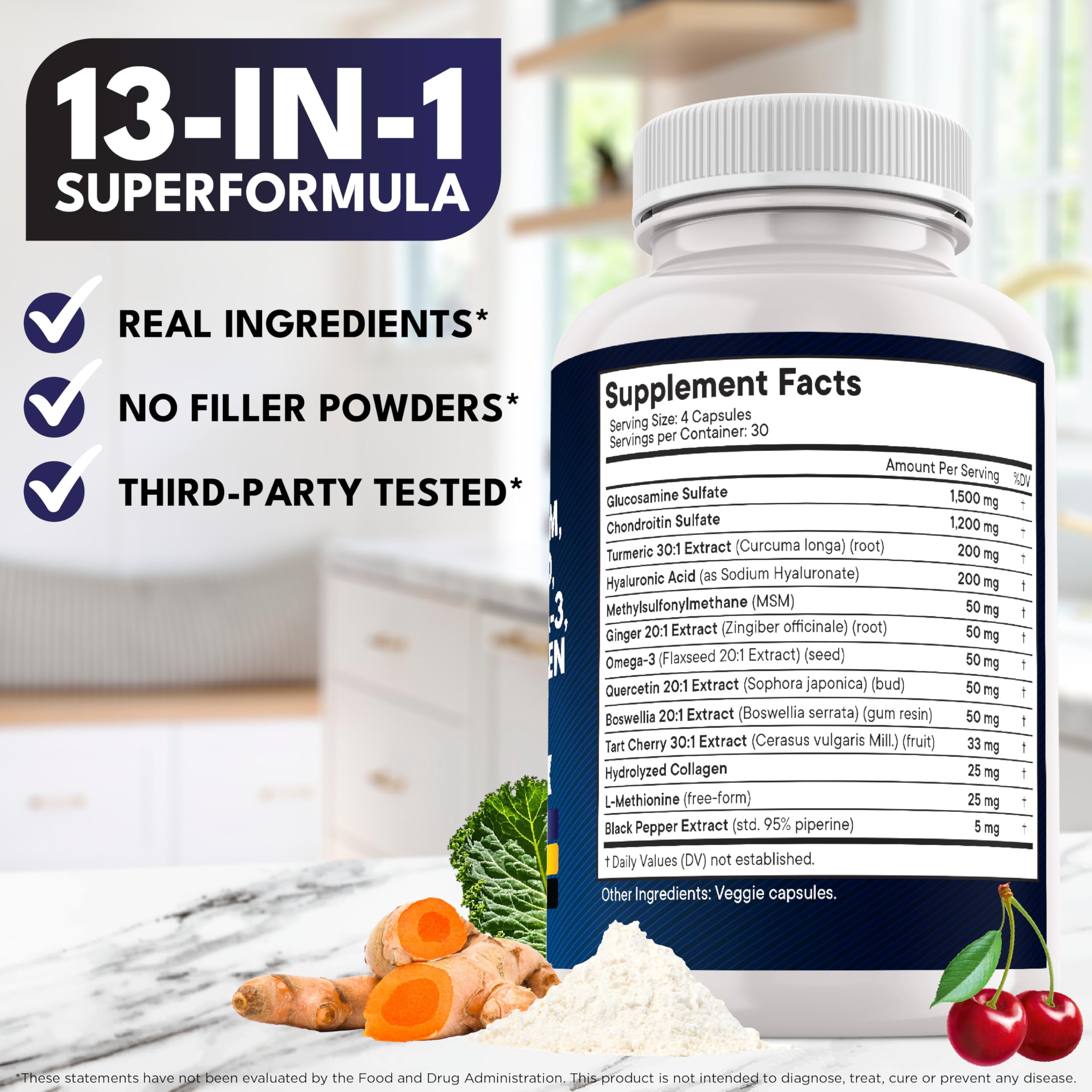 NEW AGE Glucosamine Chondroitin MSM Supplement capsule close-up