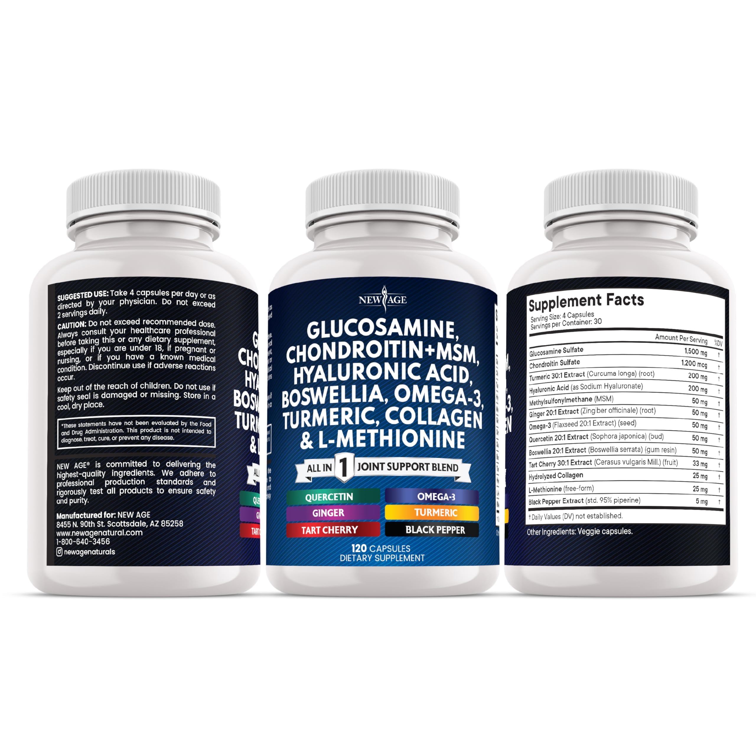 NEW AGE Glucosamine Chondroitin MSM Supplement label close-up