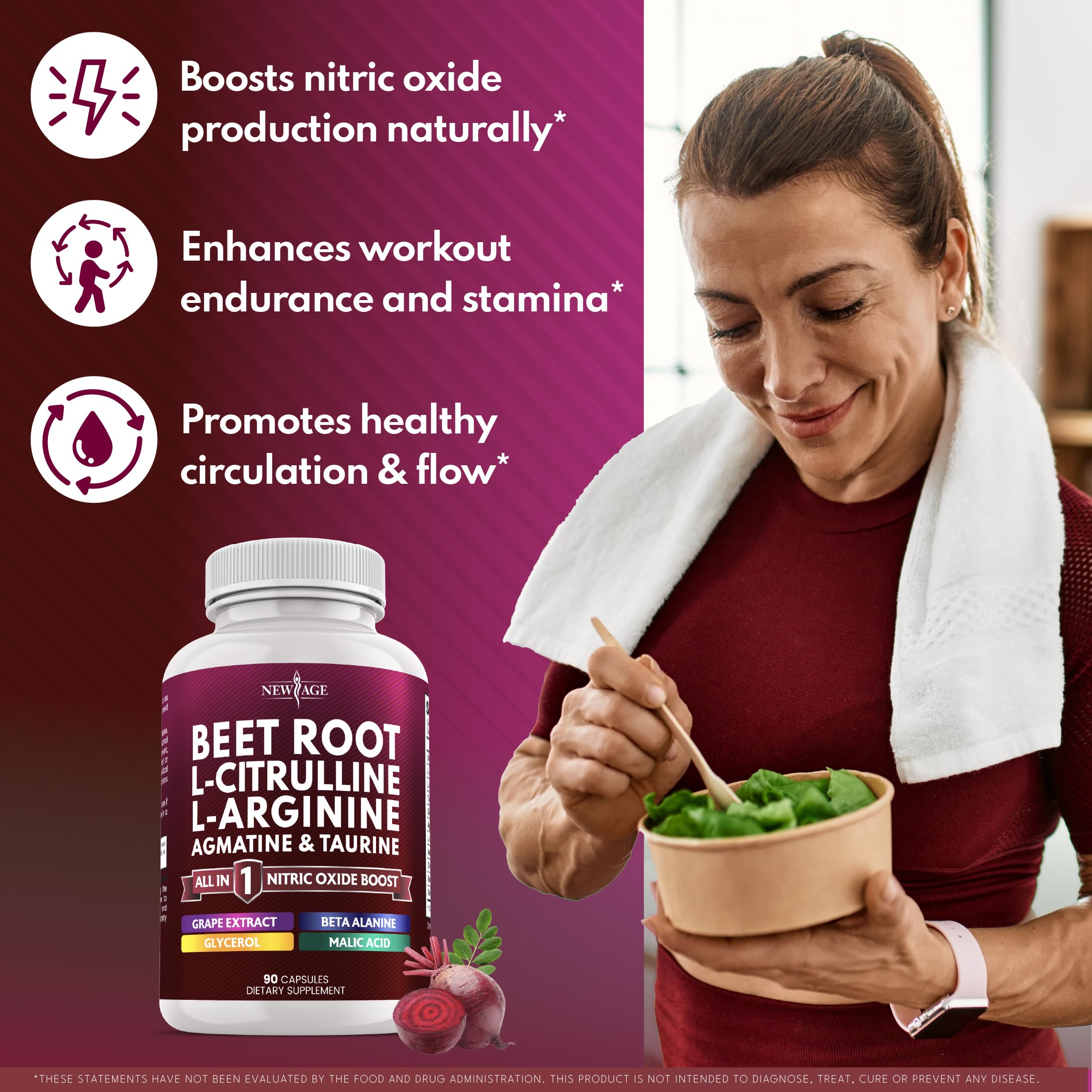 NEW AGE Grape Seed Extract & Beet Root NO2 Blend nutritional information
