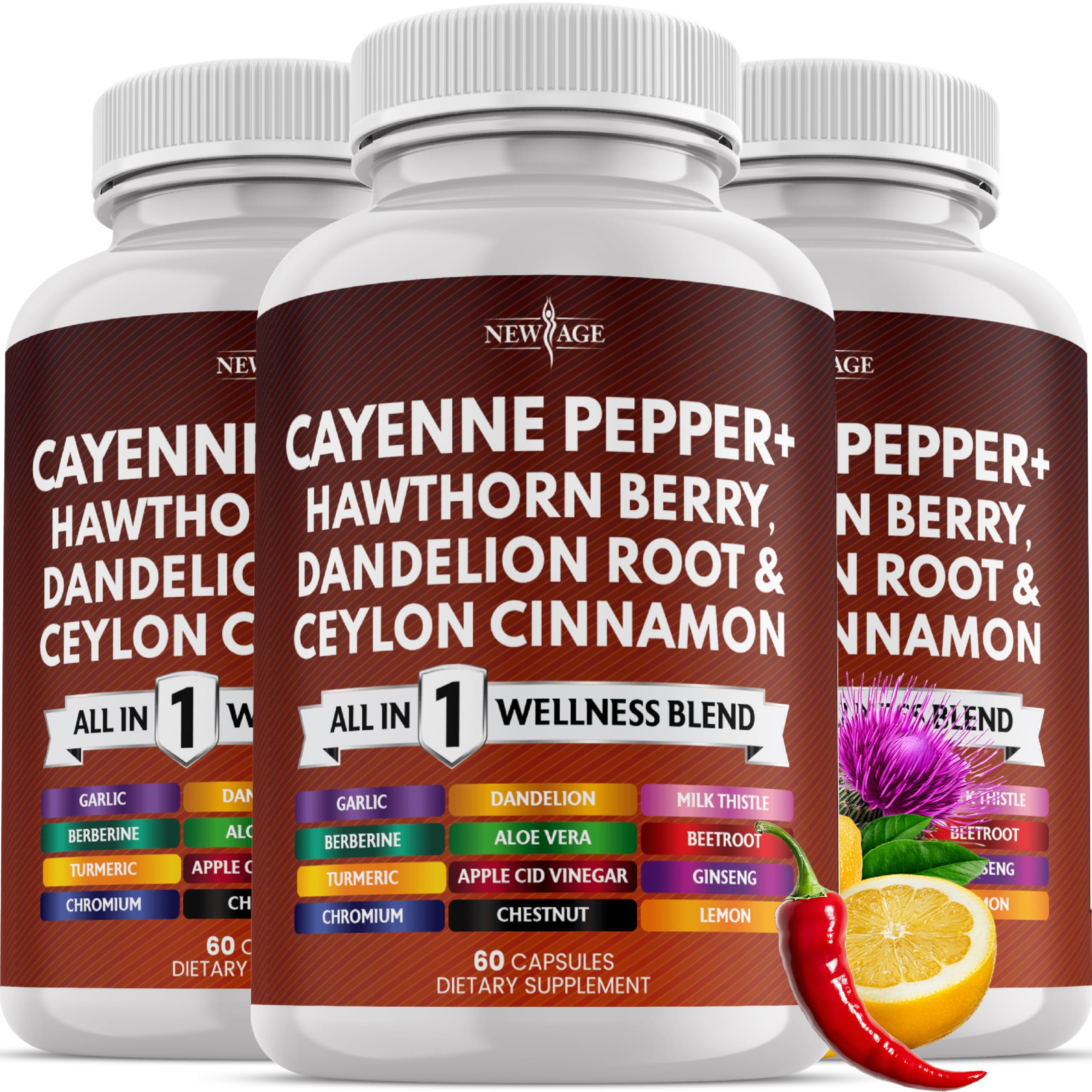 NEW AGE Hawthorn Berry Extract Capsules front view with packaging