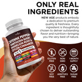 NEW AGE Hawthorn Berry Extract Capsules lifestyle scene with herbal background