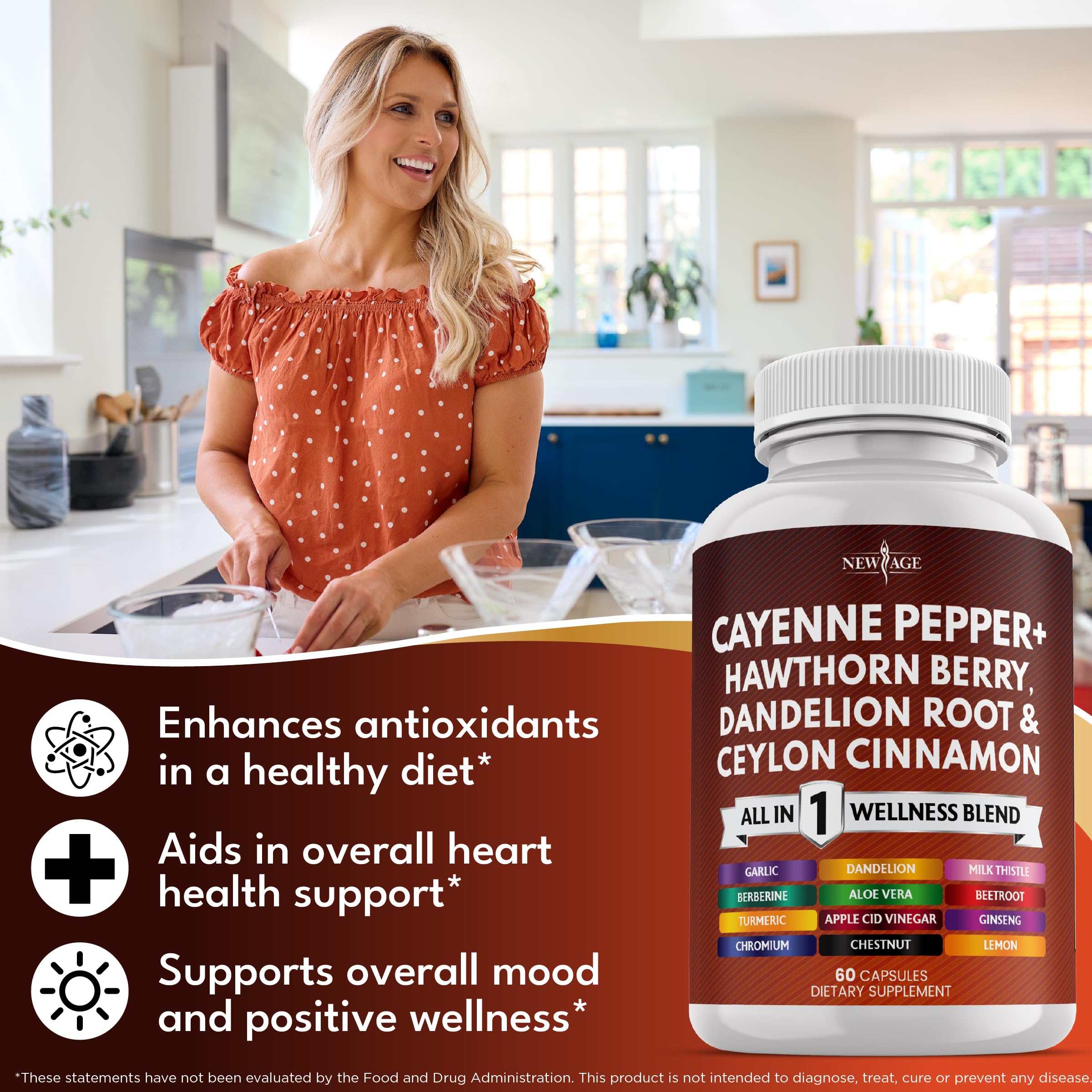 NEW AGE Hawthorn Berry Extract Capsules with ingredients list