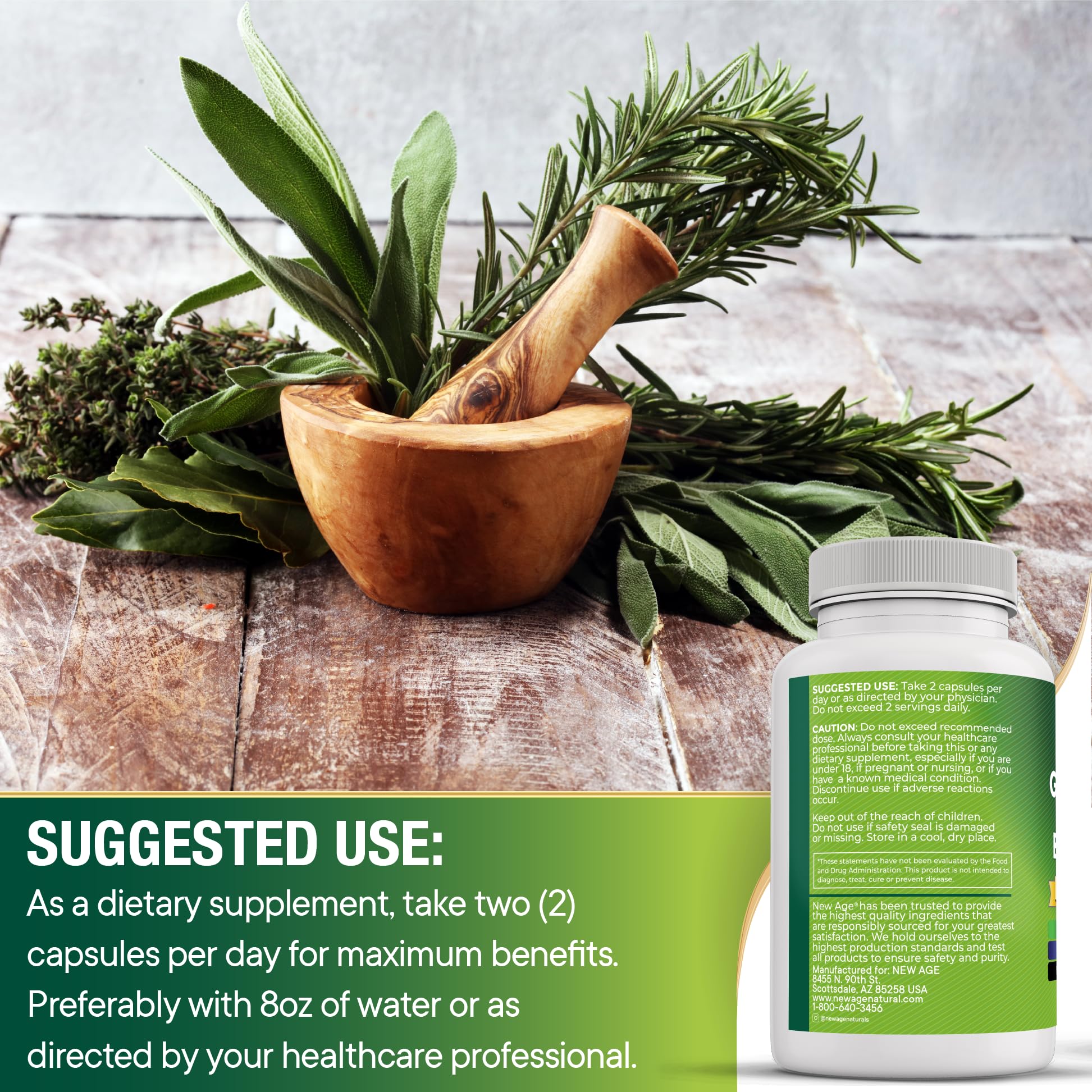 NEW AGE Herbal Supplement packaging close-up