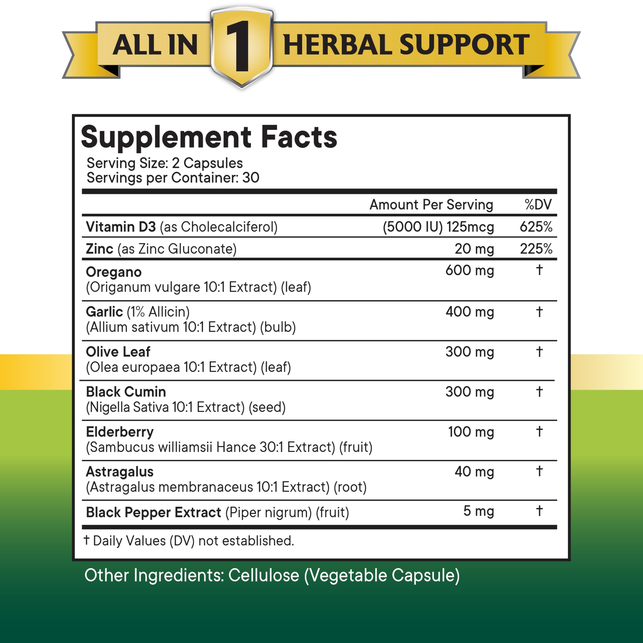 NEW AGE Herbal Supplement side view showing ingredients