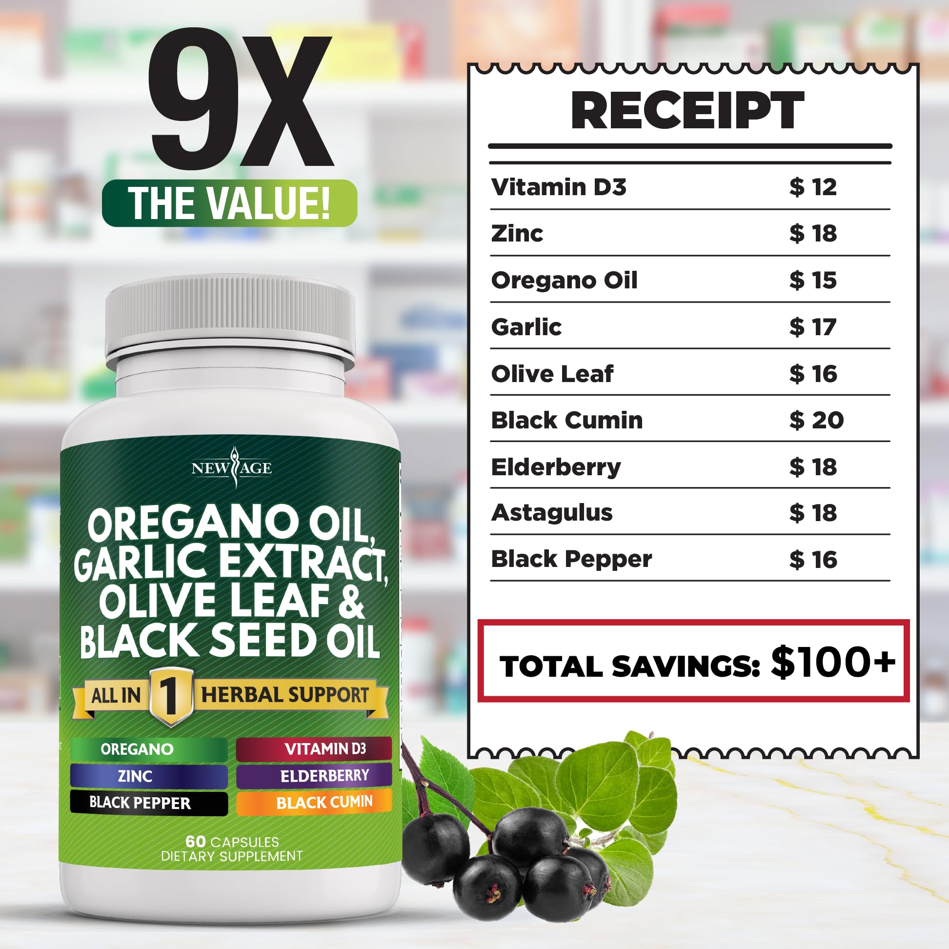 NEW AGE Herbal Supplement with ingredients list