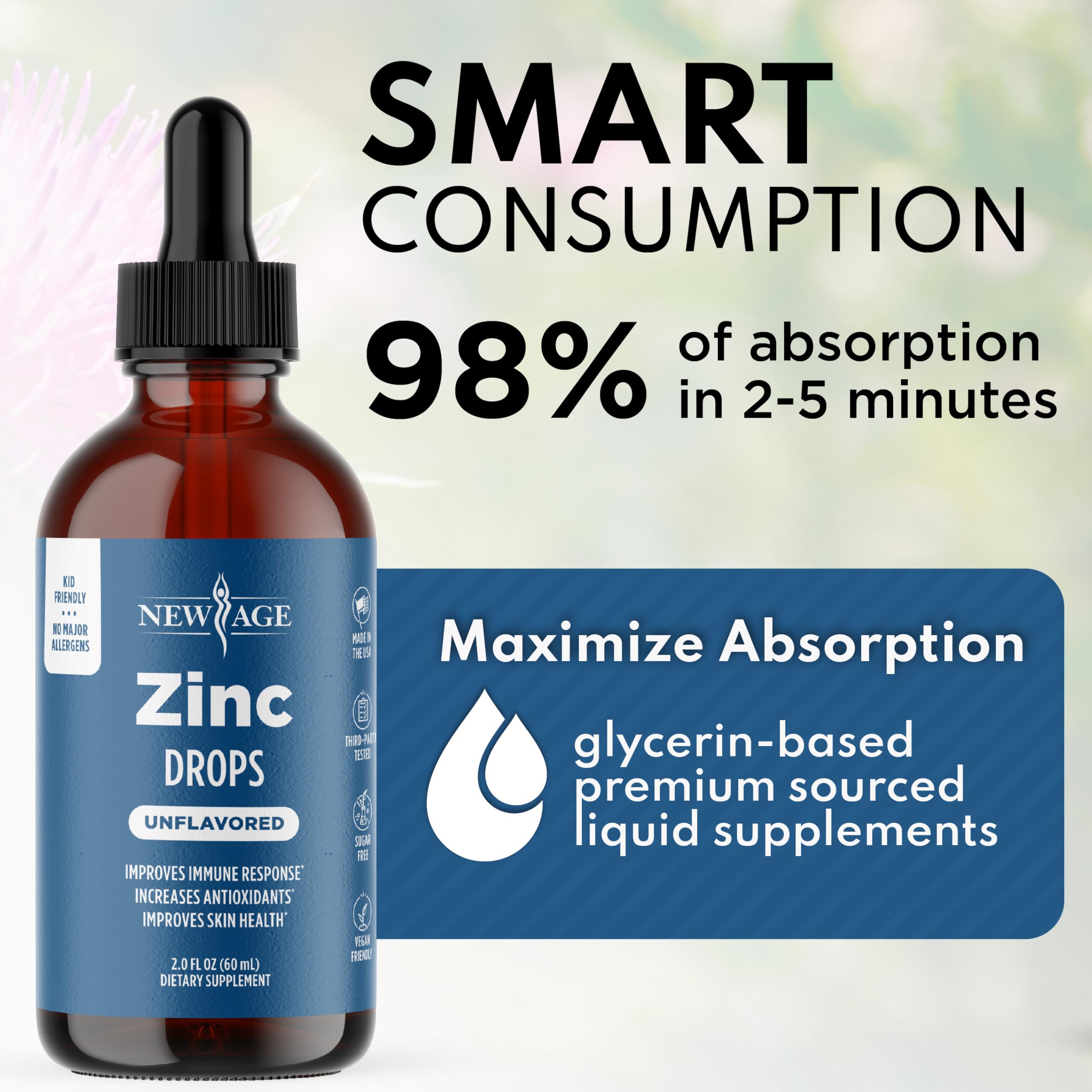 NEW AGE Ionic Zinc Drops packaging close-up