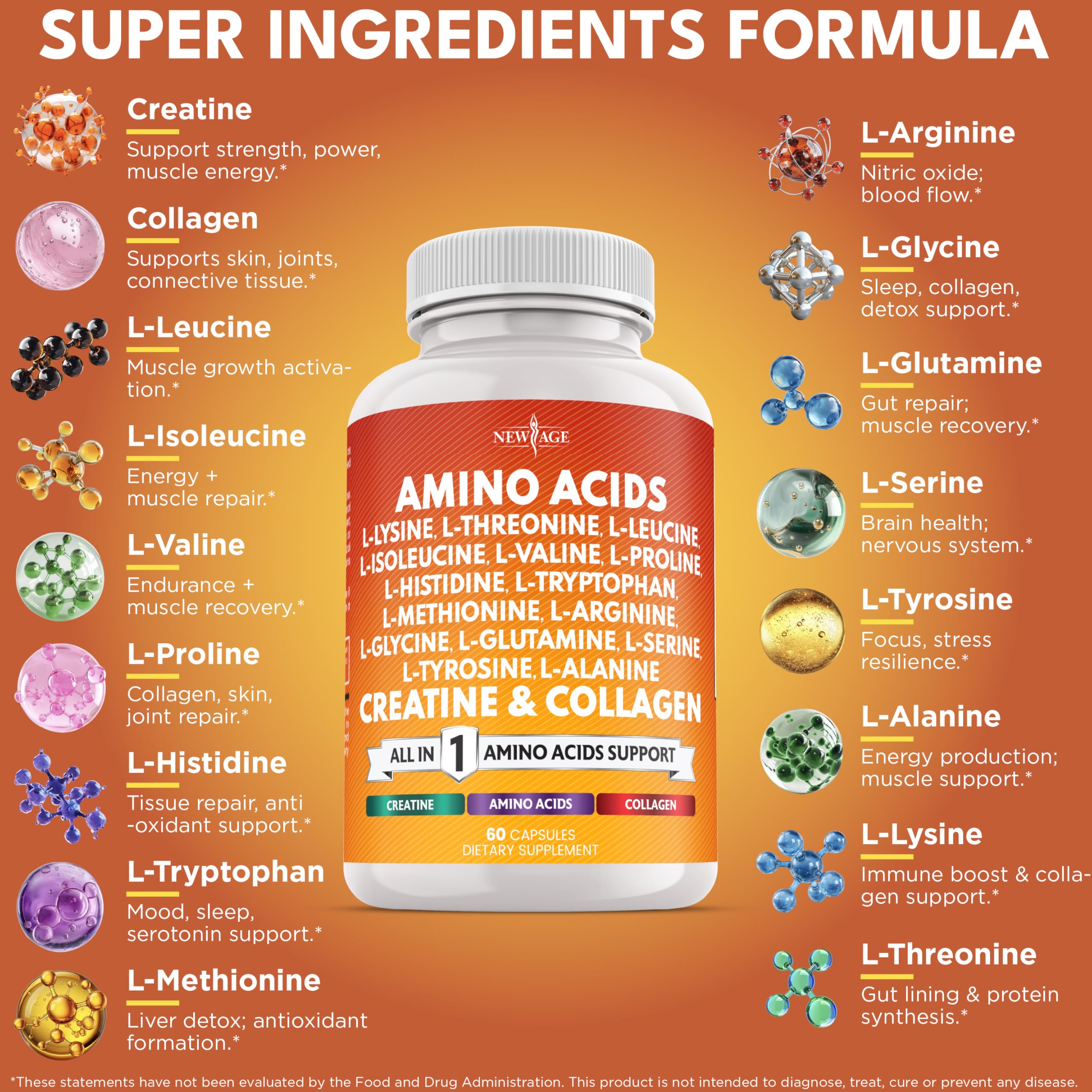 NEW AGE L-Lysine supplement capsules close-up