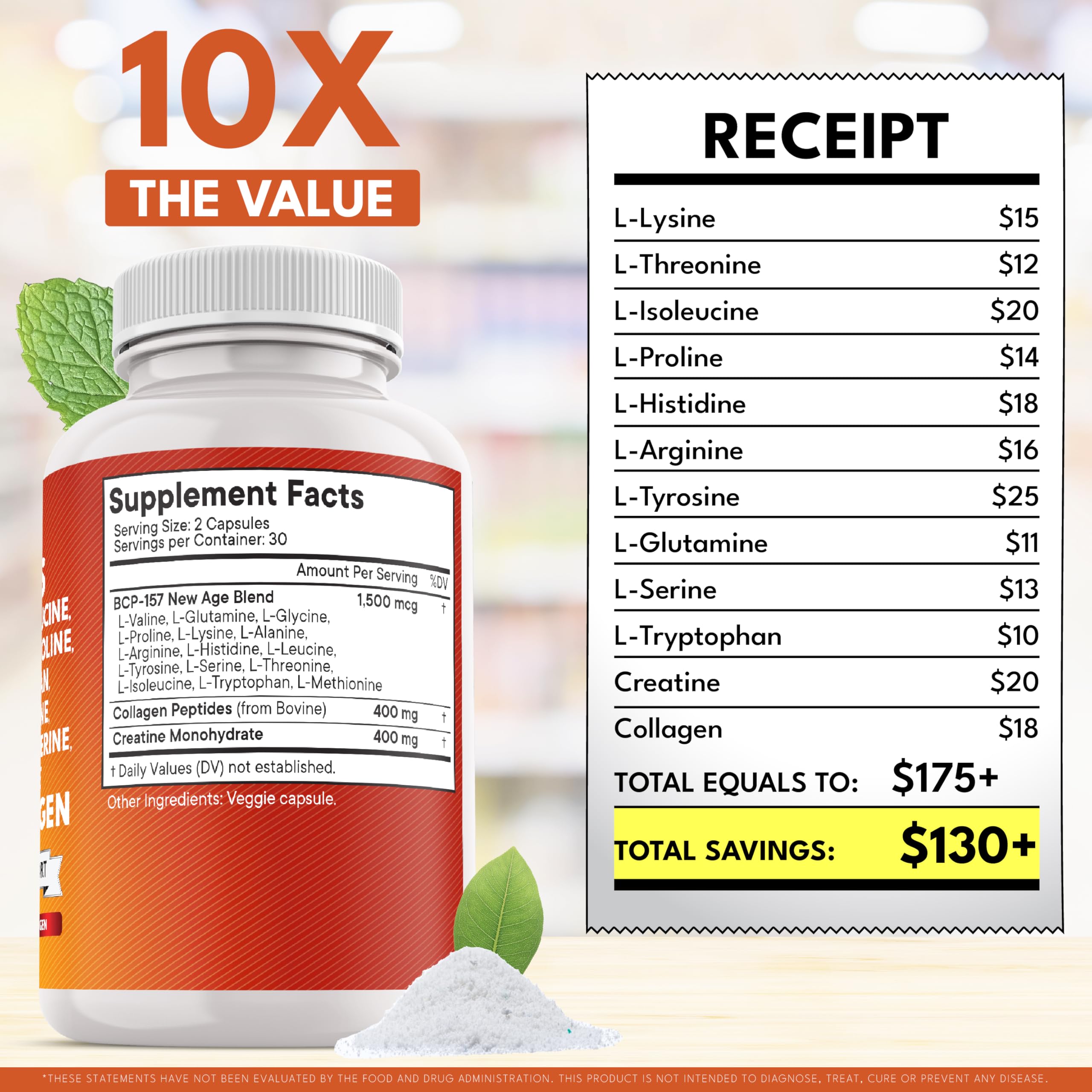 NEW AGE L-Lysine supplement side view