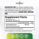 NEW AGE Lemon Balm Drops back label with ingredients