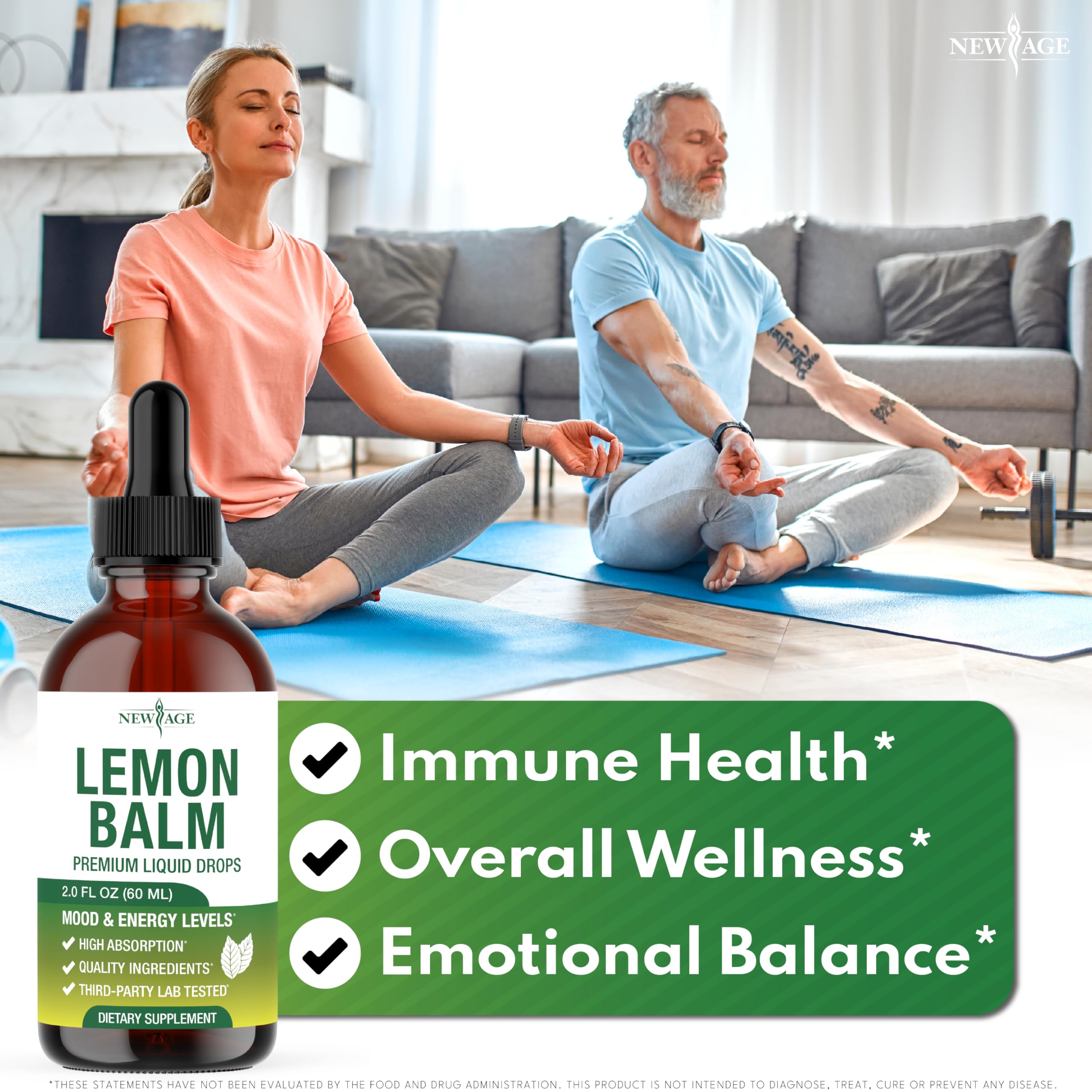 NEW AGE Lemon Balm Drops bottle with dropper open