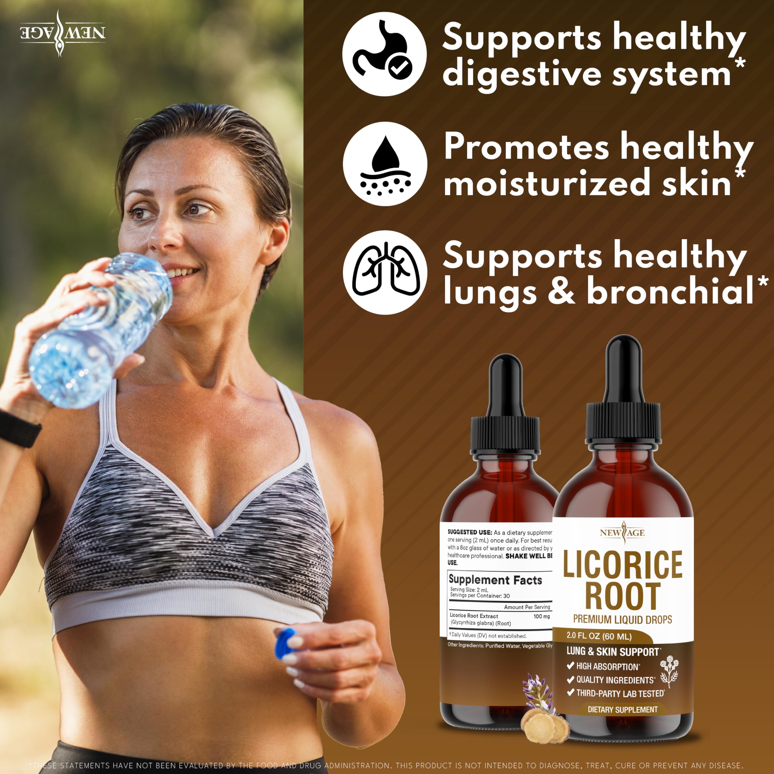 NEW AGE Licorice Root Drops 113g bottle side view