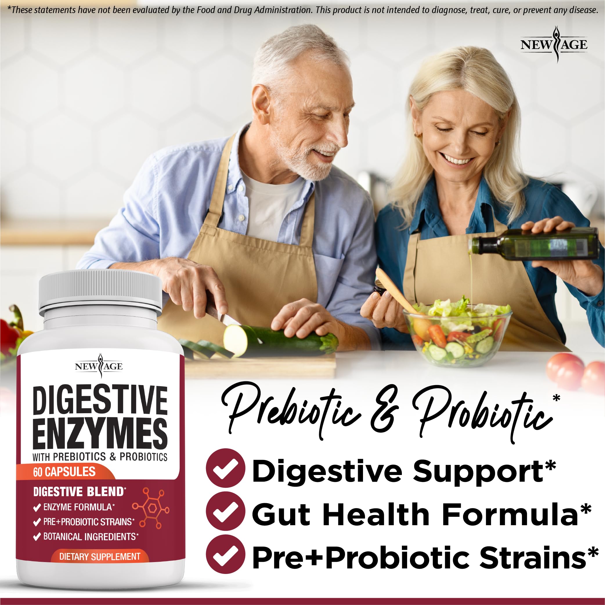 NEW AGE Lipase daily Enzyme Supplement side view showing capsule details