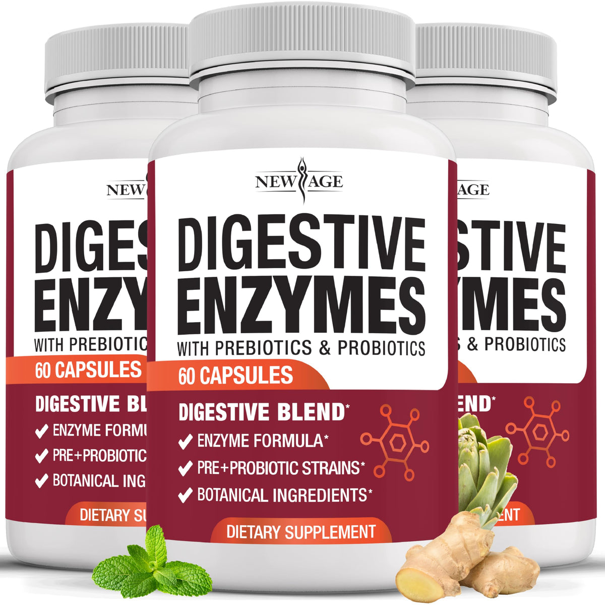 NEW AGE Lipase daily Enzymes supplement front view