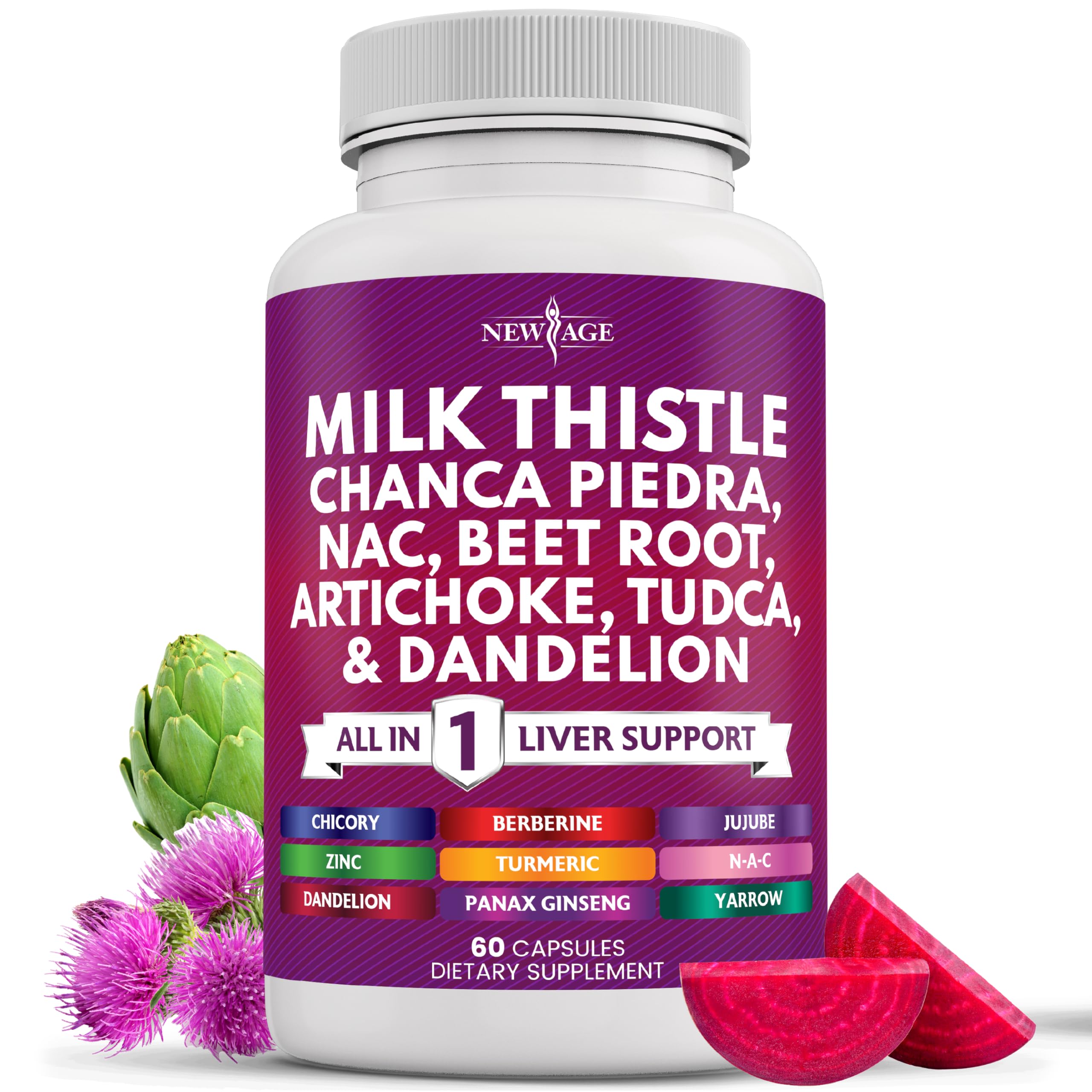 NEW AGE Liver Support Supplement front view with packaging
