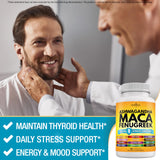 NEW AGE Maca-Ashwagandha Supplement Capsules with ingredients list