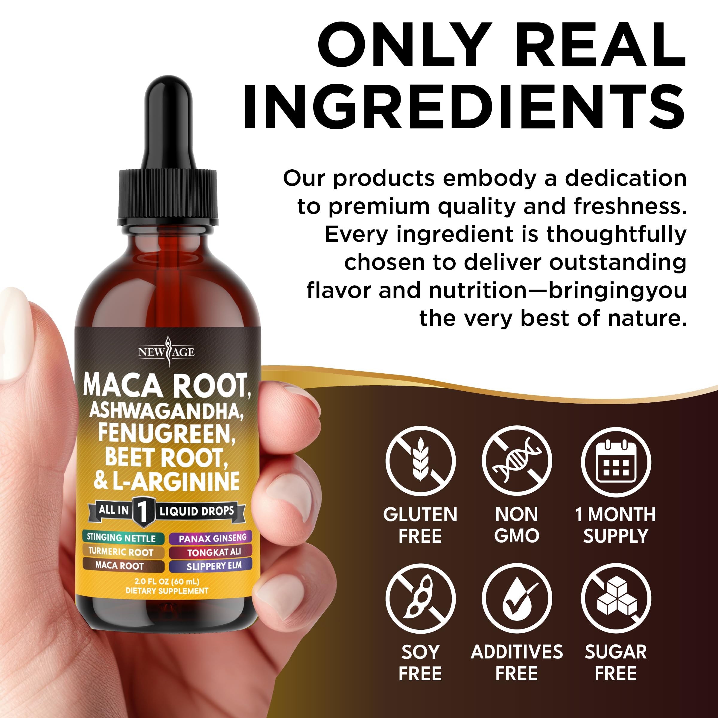 NEW AGE Maca Root and Stinging Nettle Drops back view