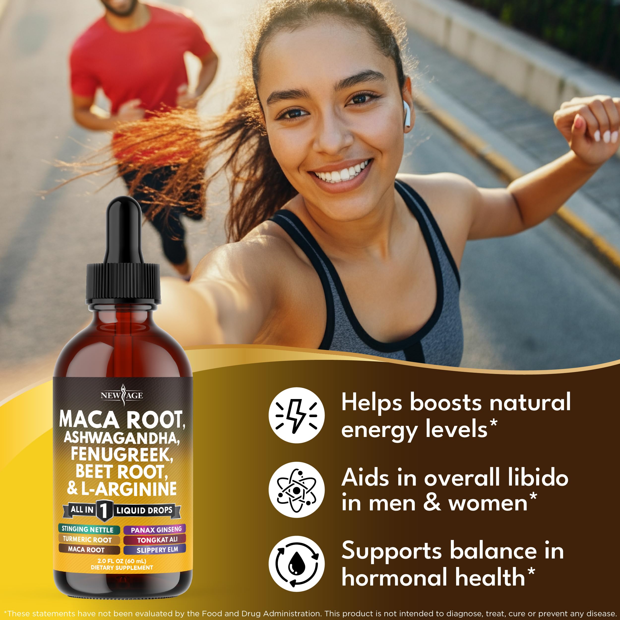 NEW AGE Maca Root and Stinging Nettle Drops dropper close-up