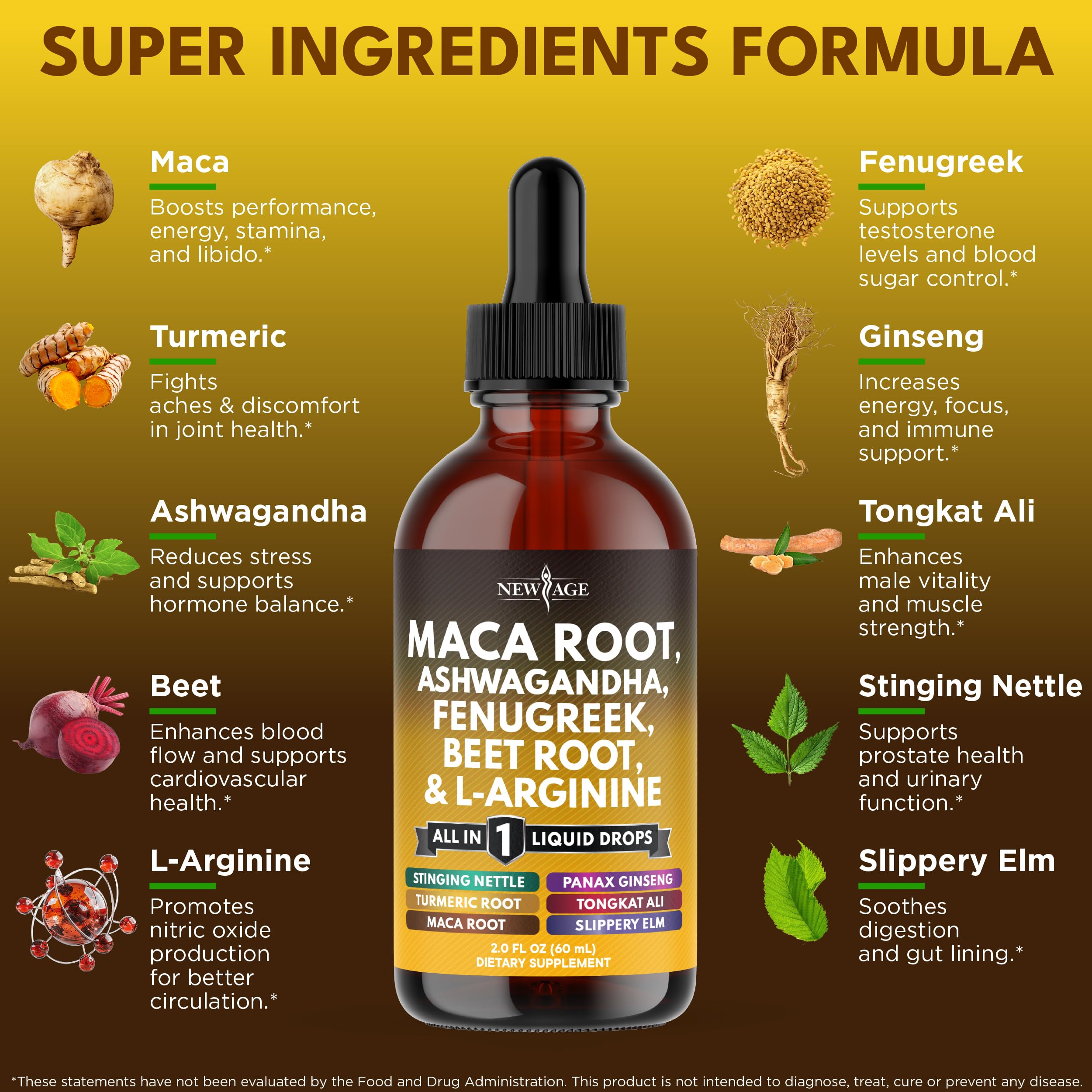 NEW AGE Maca Root and Stinging Nettle Drops packaging