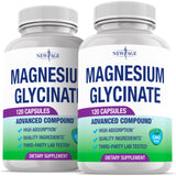 NEW AGE Magnesium Glycinate Supplement front view with packaging