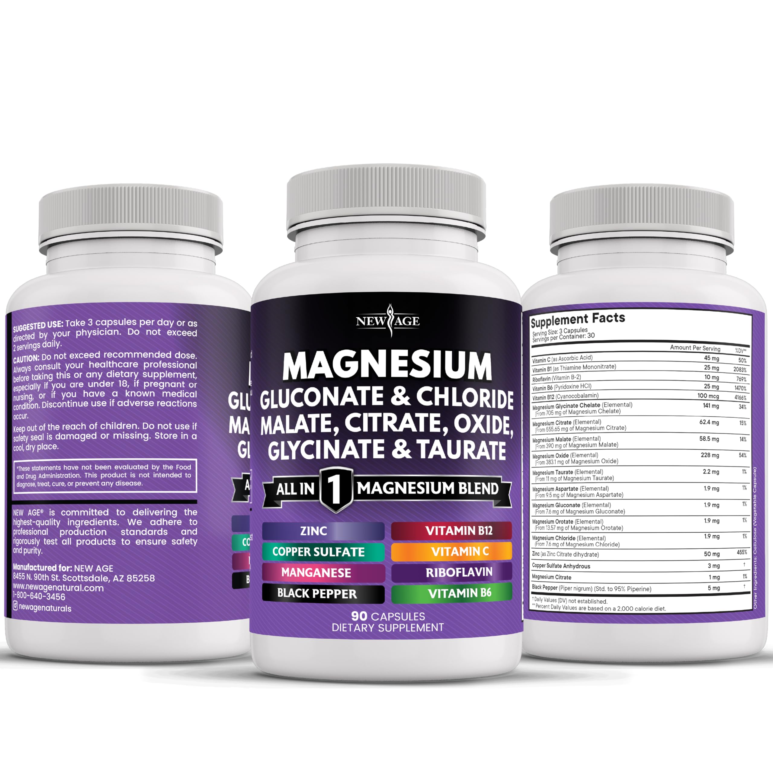 NEW AGE Manganese Complex Supplement capsules in hand