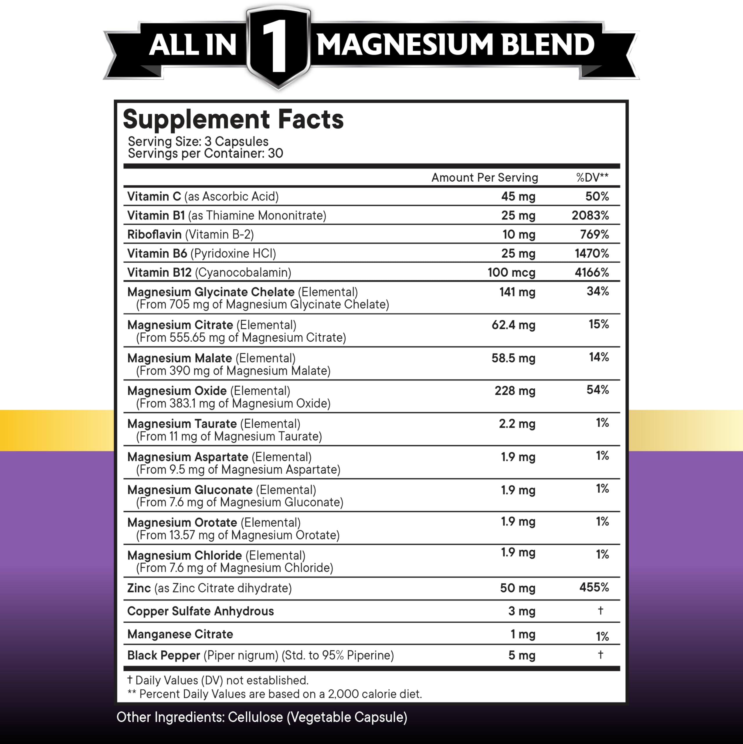 NEW AGE Manganese Complex Supplement side view showing dosage information
