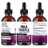NEW AGE Milk Thistle Drops 142g with juice glass