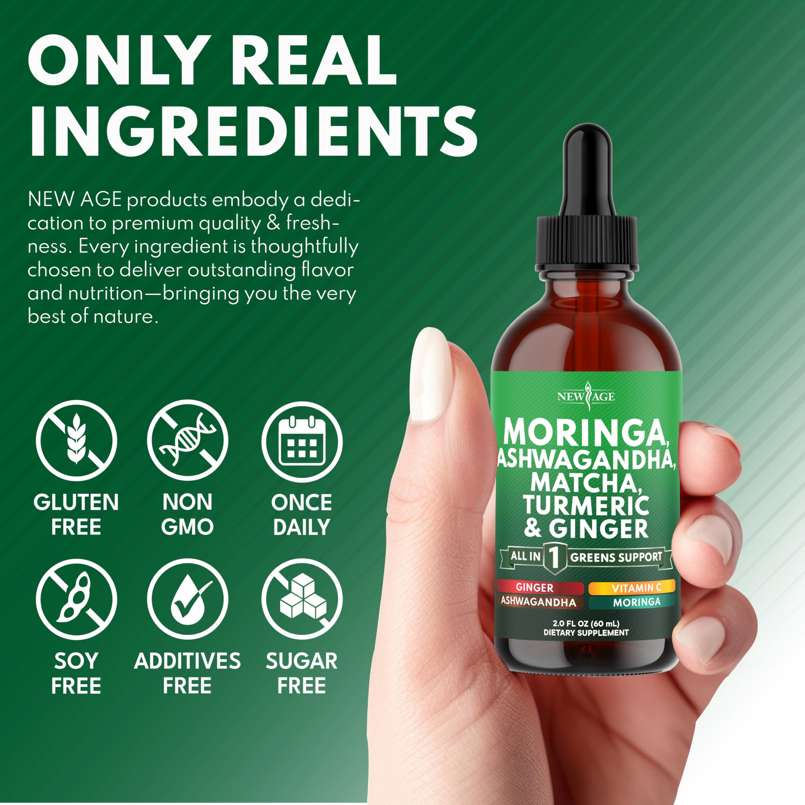 NEW AGE Moringa Supplement Drops bottle with dropper
