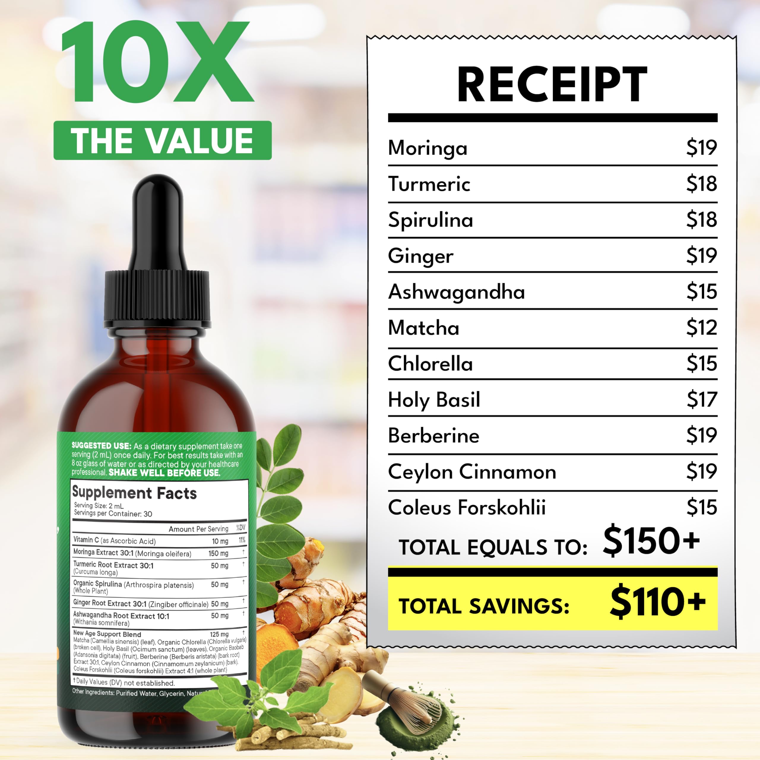 NEW AGE Moringa Supplement Drops close-up of label