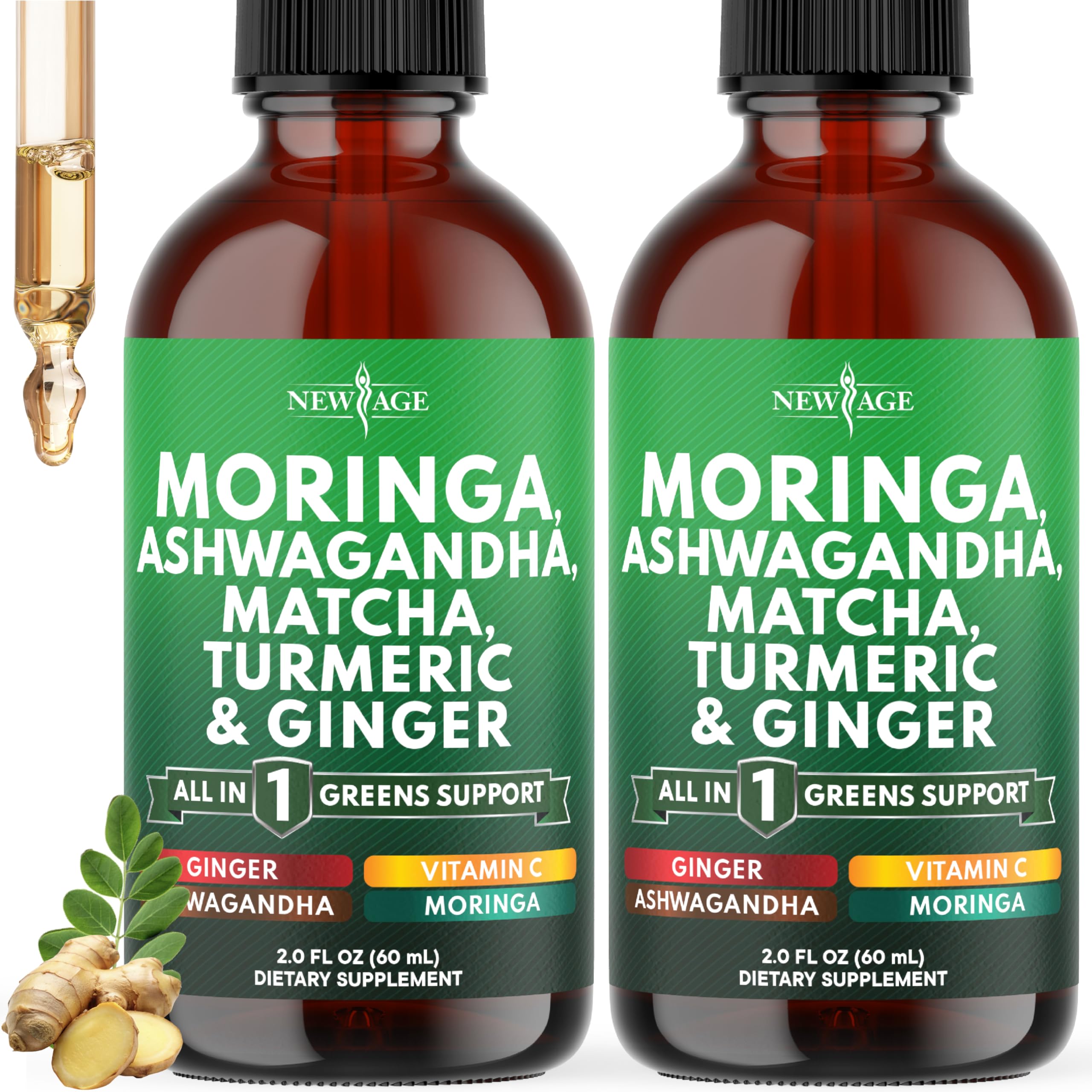 NEW AGE Moringa Supplement Drops front view with packaging
