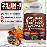 NEW AGE Mushroom Supplement Capsules with a measuring spoon for dosage