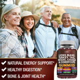NEW AGE Mushroom Supplement Gummies back view with nutritional information