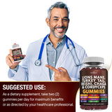 NEW AGE Mushroom Supplement Gummies with a hand holding the package