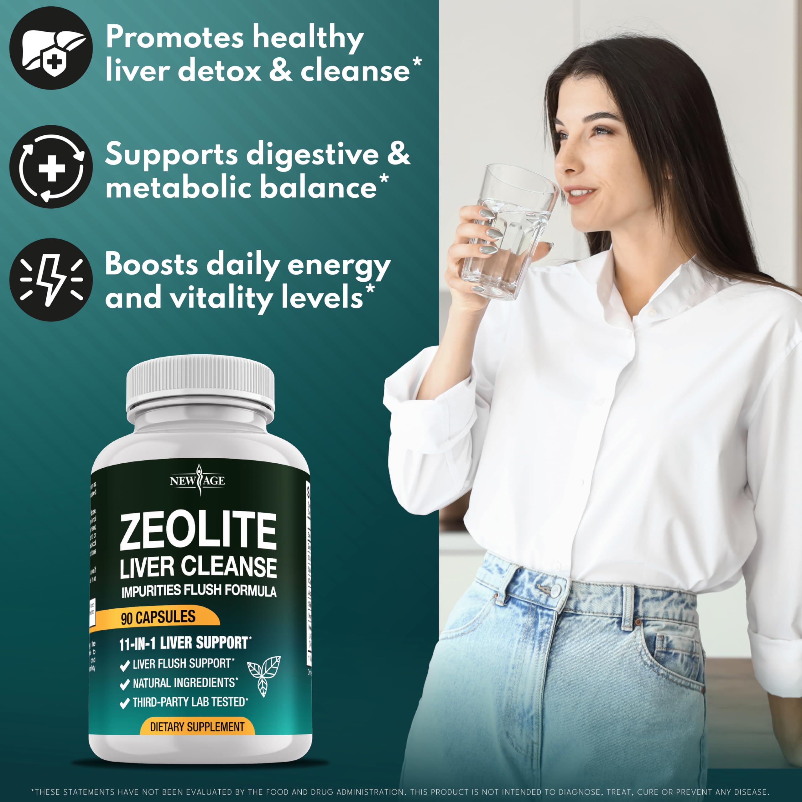 NEW AGE Noni 11-in-1 Zeolite Capsules bottle with label