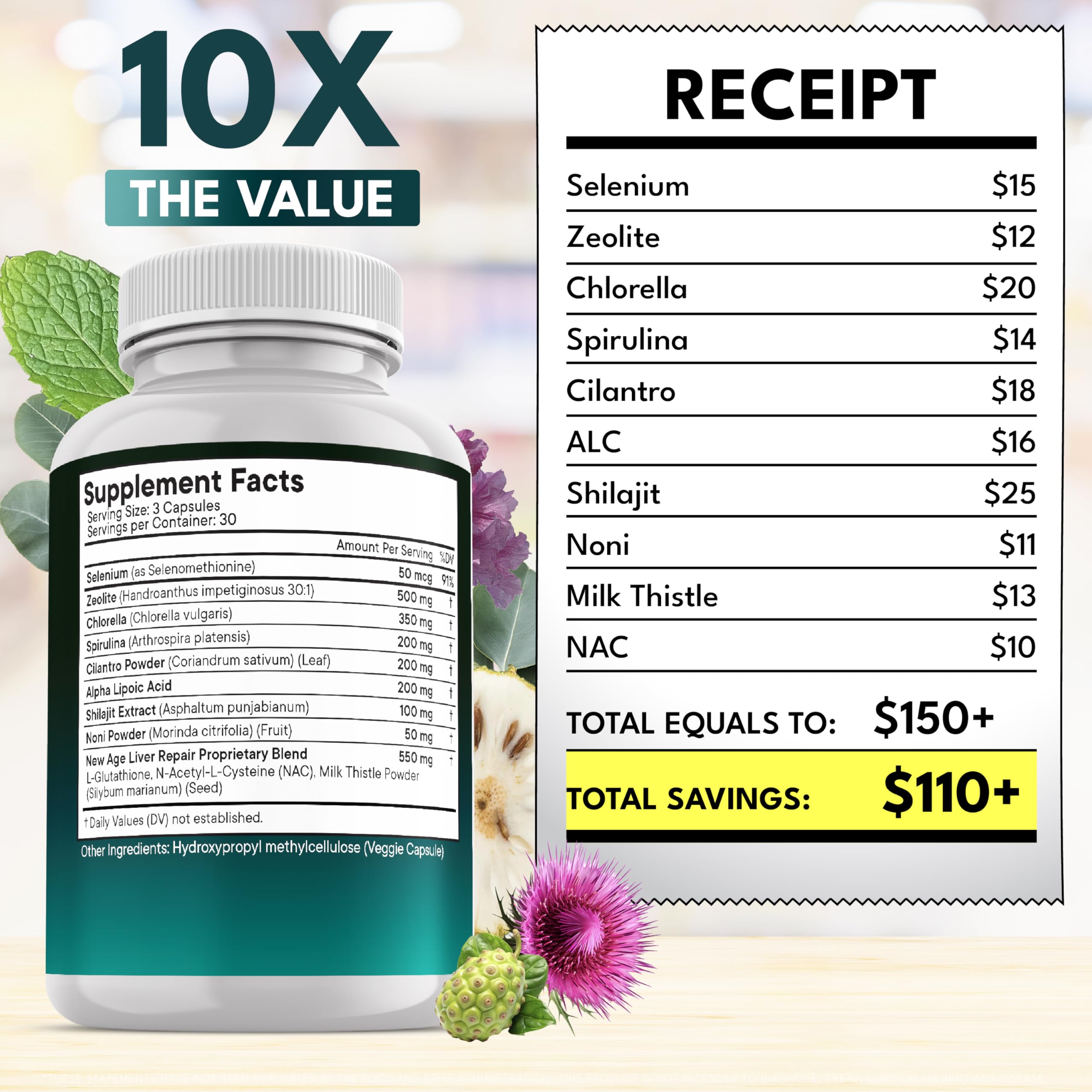 NEW AGE Noni 11-in-1 Zeolite Capsules with measuring scoop