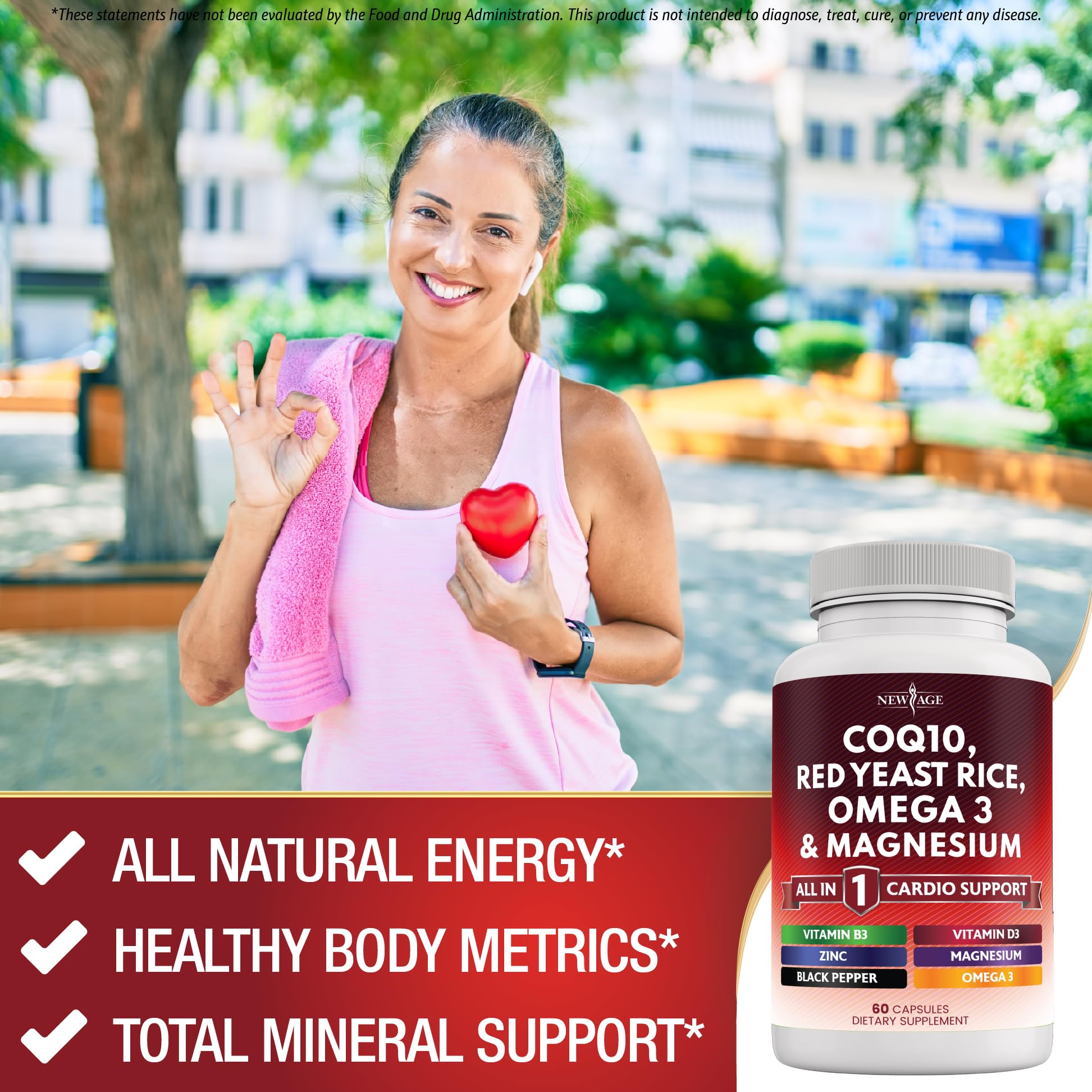NEW AGE Omega 3-6-9 Supplement side view with ingredients