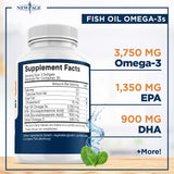NEW AGE Omega 3 Fish Oil Complex 3750mg bottle with 30 softgels