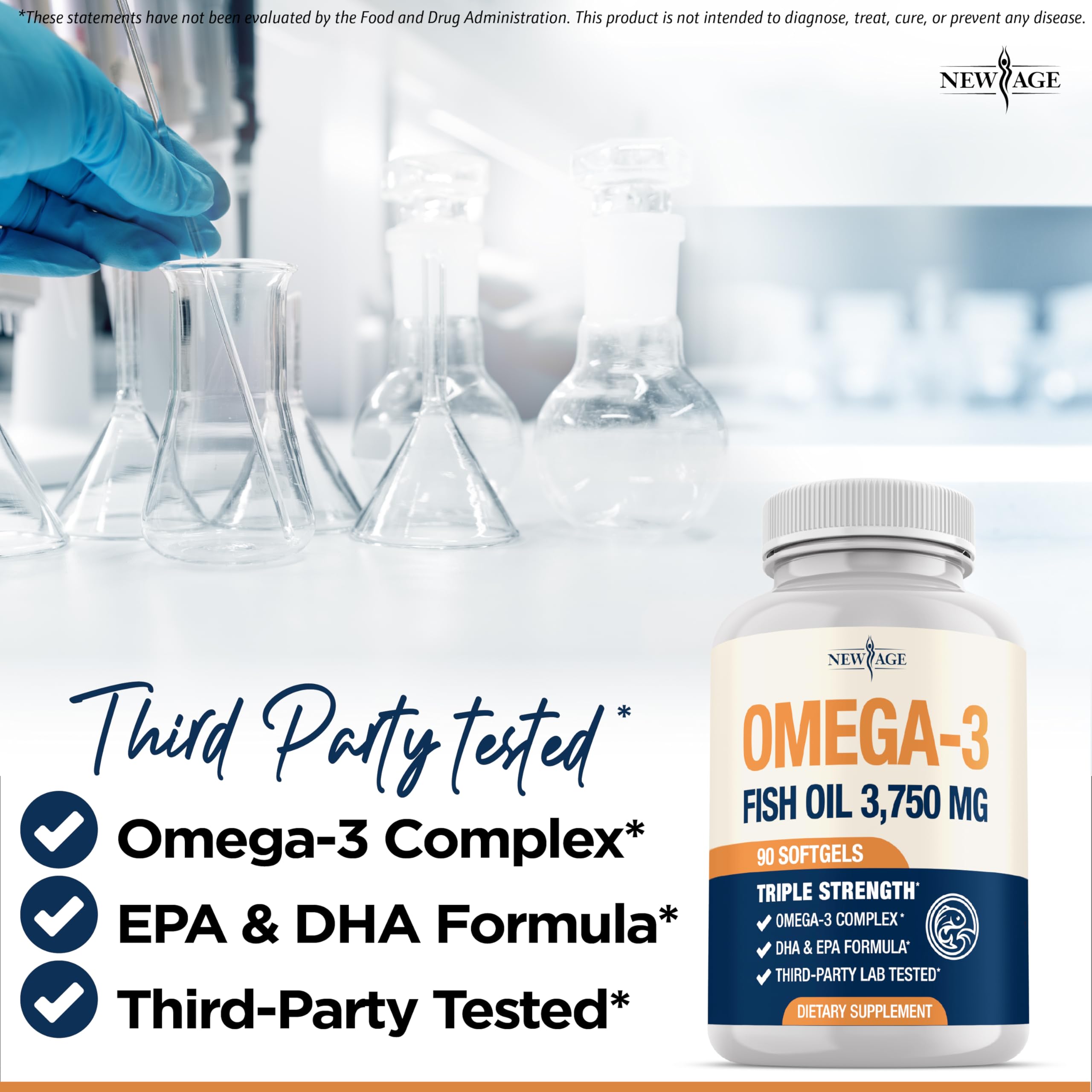 NEW AGE Omega 3 Fish Oil Complex 3750mg nutritional information