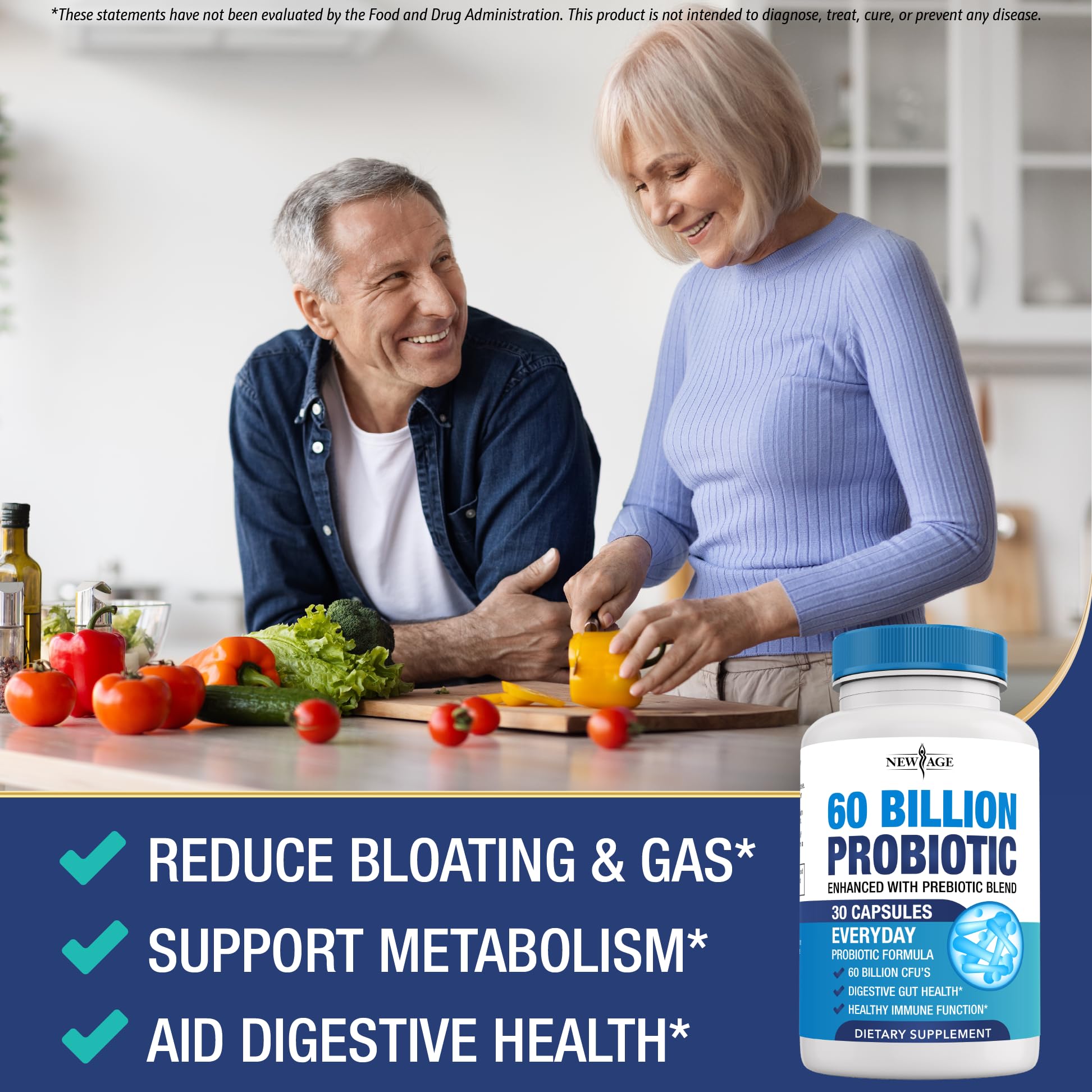 NEW AGE Probiotics 60 Billion CFU capsule bottle side view