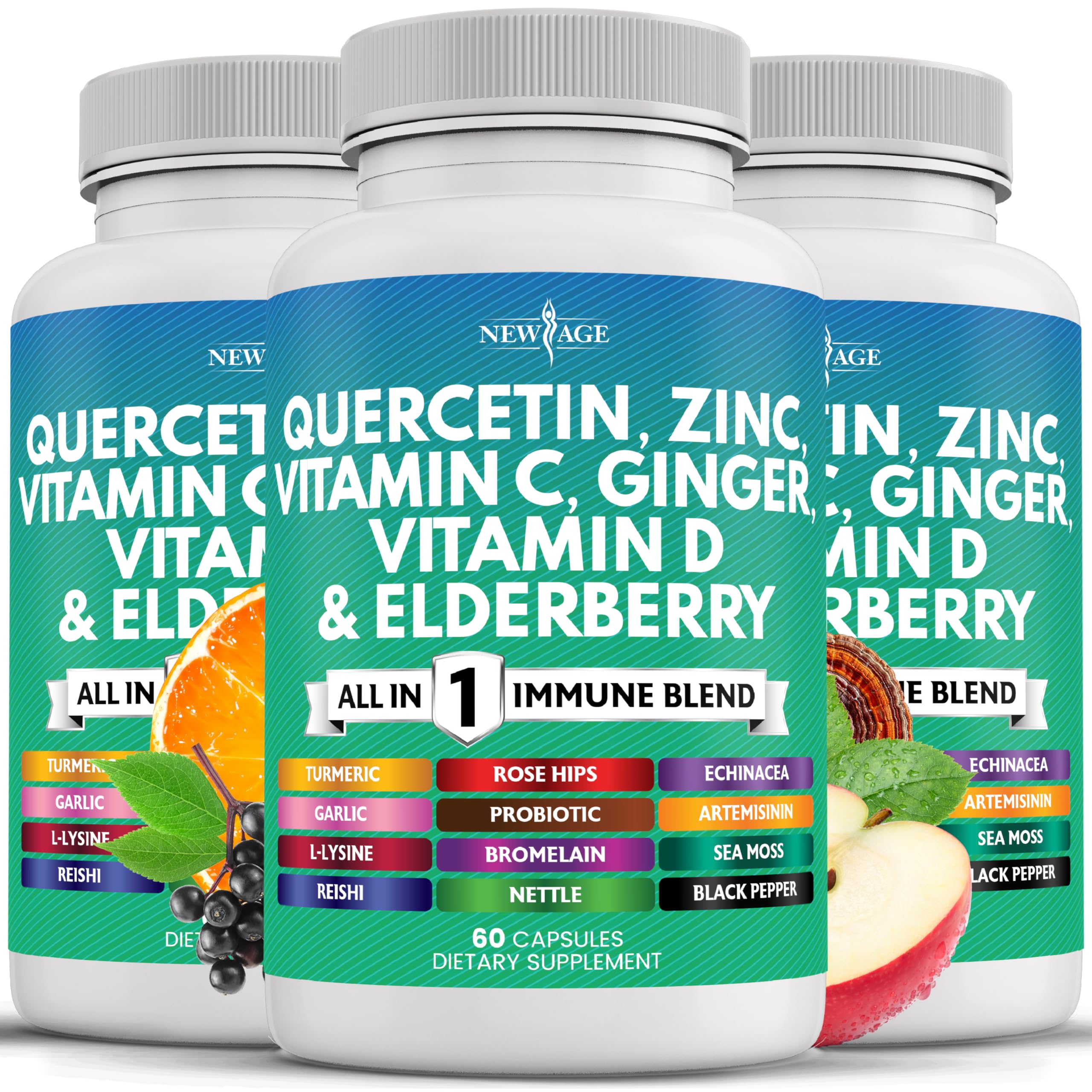 NEW AGE Quercetin with Bromelain 60 count supplement bottle front view