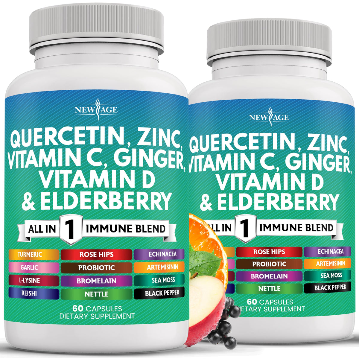 NEW AGE Quercetin with Bromelain supplement bottle front view