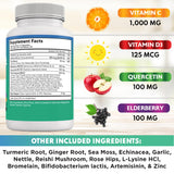 NEW AGE Quercetin with Bromelain supplement capsules close-up