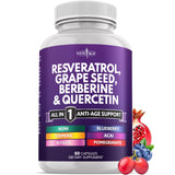 NEW AGE Resveratrol with Berberine Supplement 90 Capsules front view