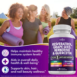 NEW AGE Resveratrol with Berberine Supplement capsules on a table
