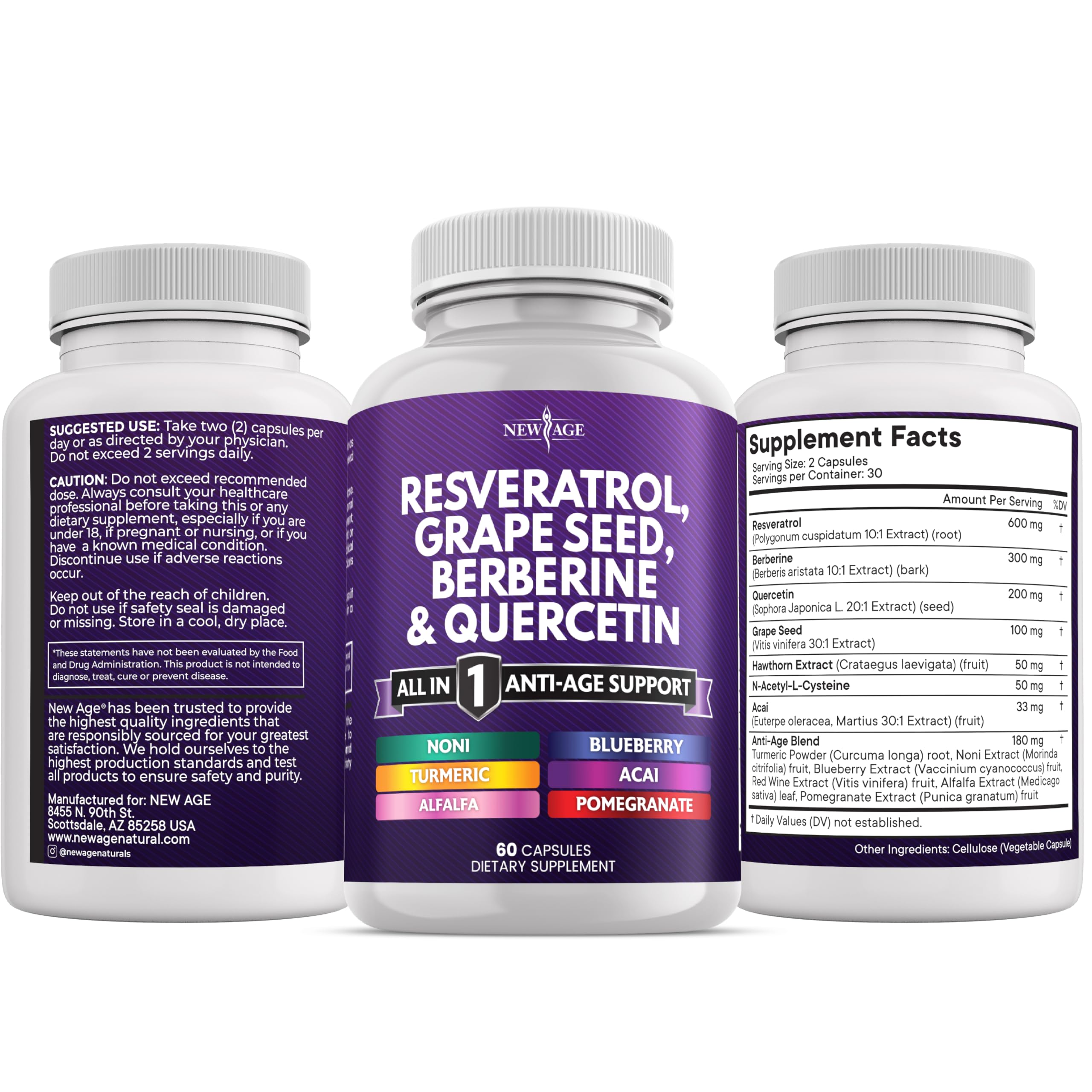NEW AGE Resveratrol with Berberine Supplement close-up of capsules