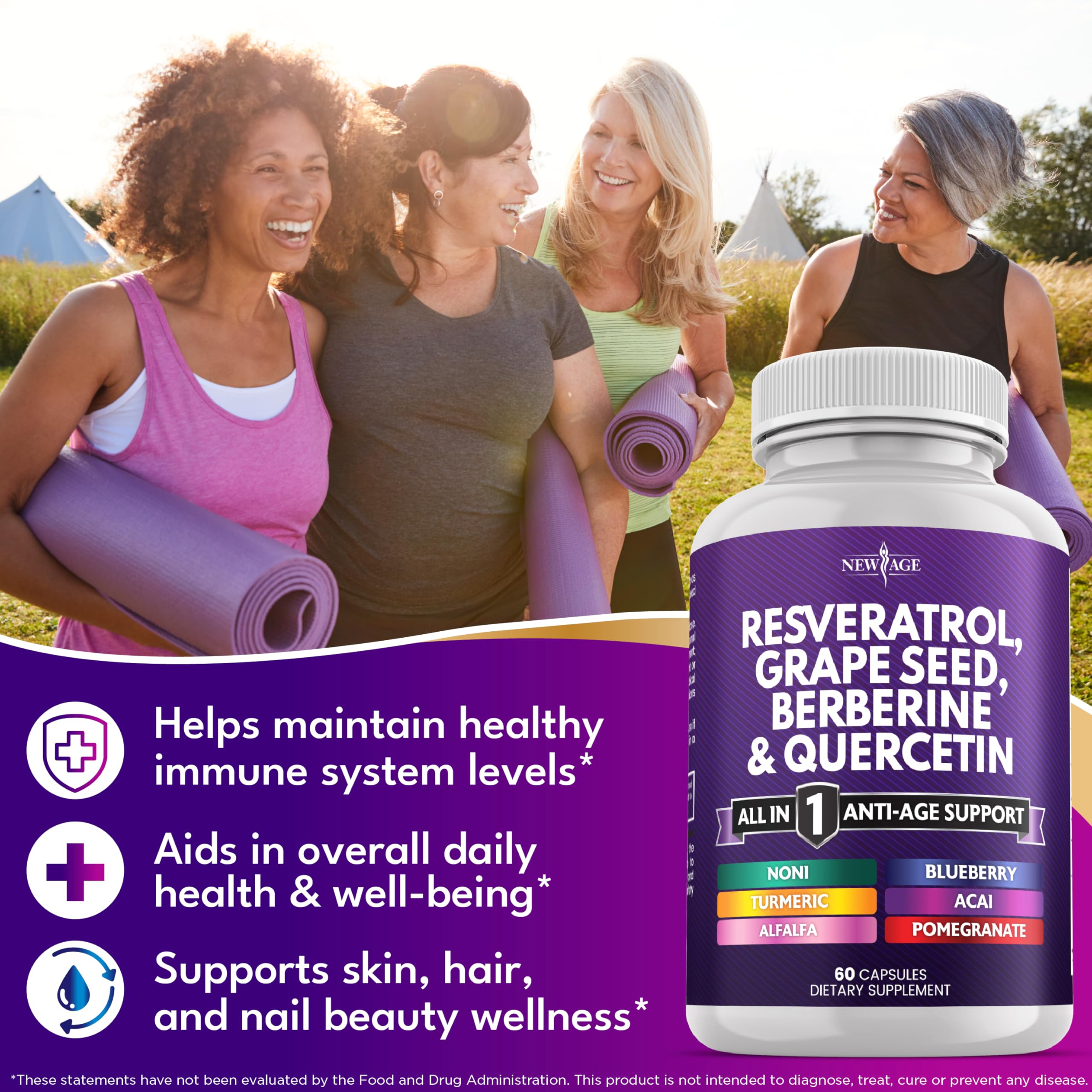 NEW AGE Resveratrol with Berberine Supplement ingredients list