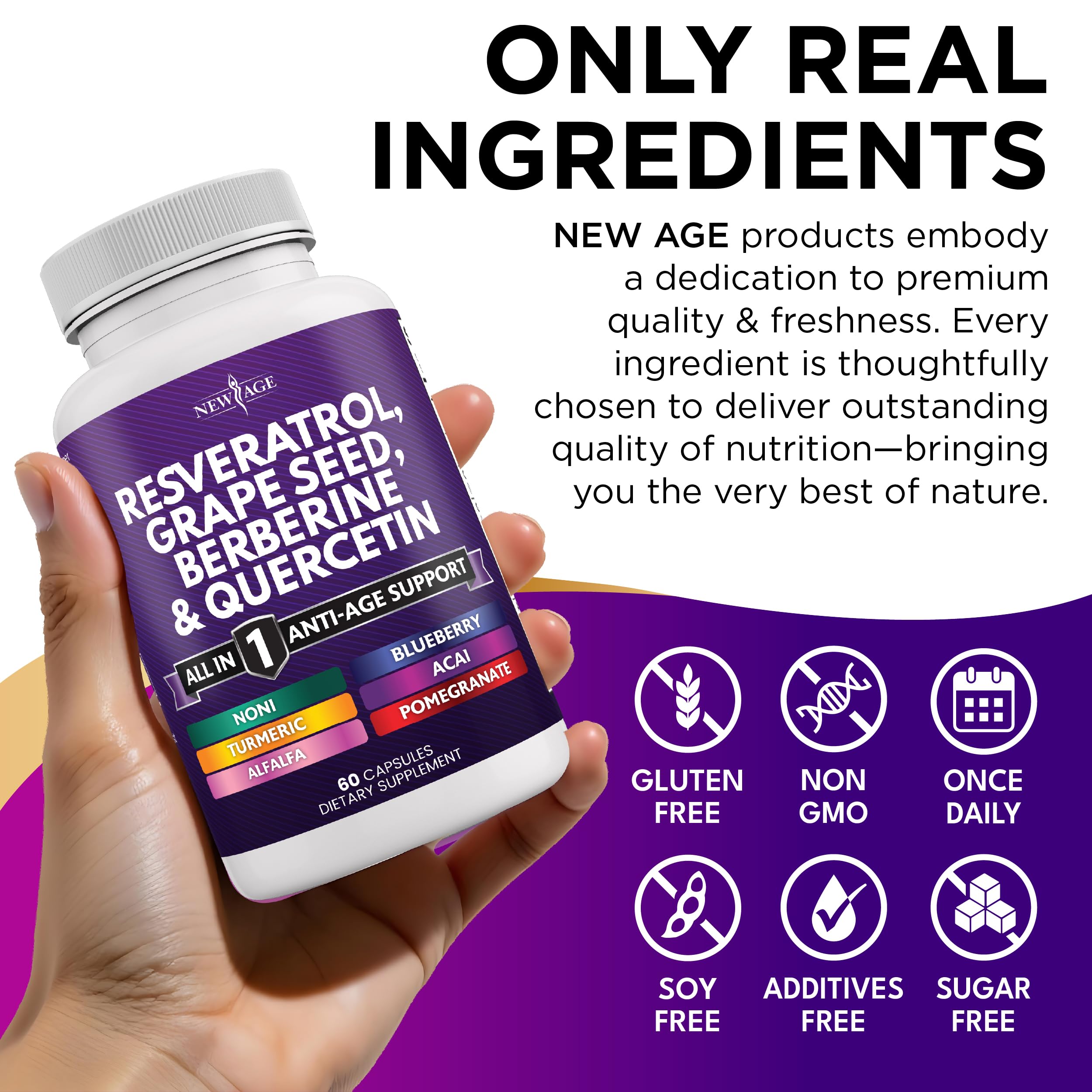 NEW AGE Resveratrol with Berberine Supplement packaging